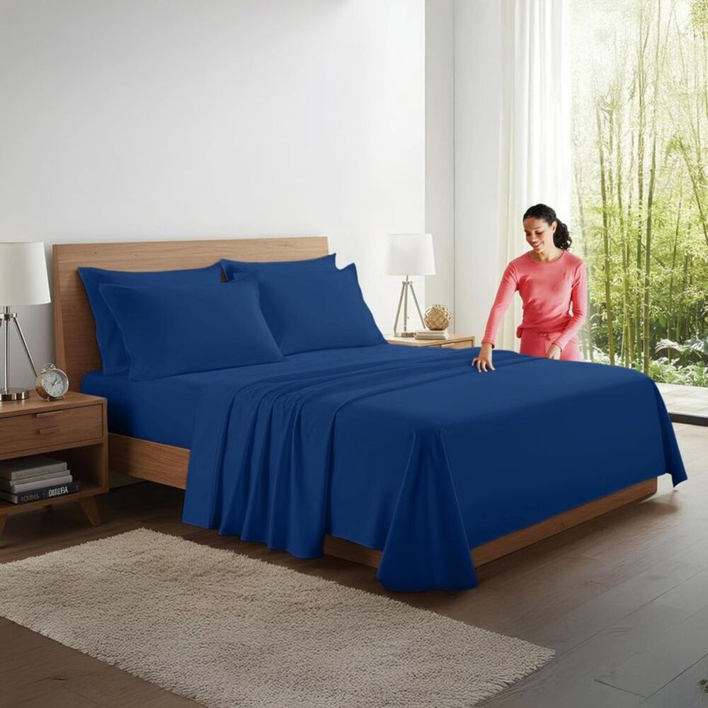 Kickoff Home - 100% Organic Bamboo Viscose Sheets Set, 300 Thread Blue